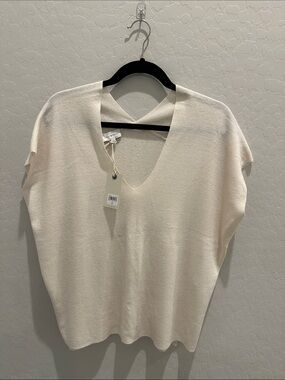 Lucky Brand Cream V-Neck Lightweight Knit Top